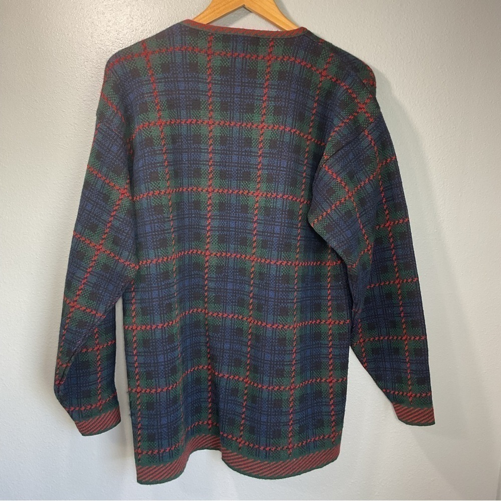 Pendleton Woman's Cardigan Sweater Medium Plaid V Neck Wool Vintage Made in USA - Picture 5 of 6